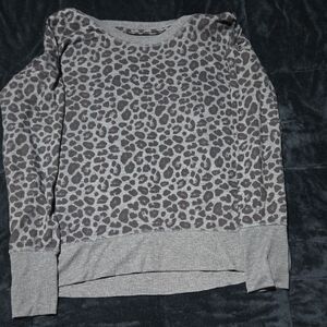 Leopard Print Gray Sweater